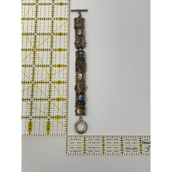 SOLD VTG DAC Deborah Armstrong Sterling Silver Iridescent Cabochon Toggle - Picture 5 of 6